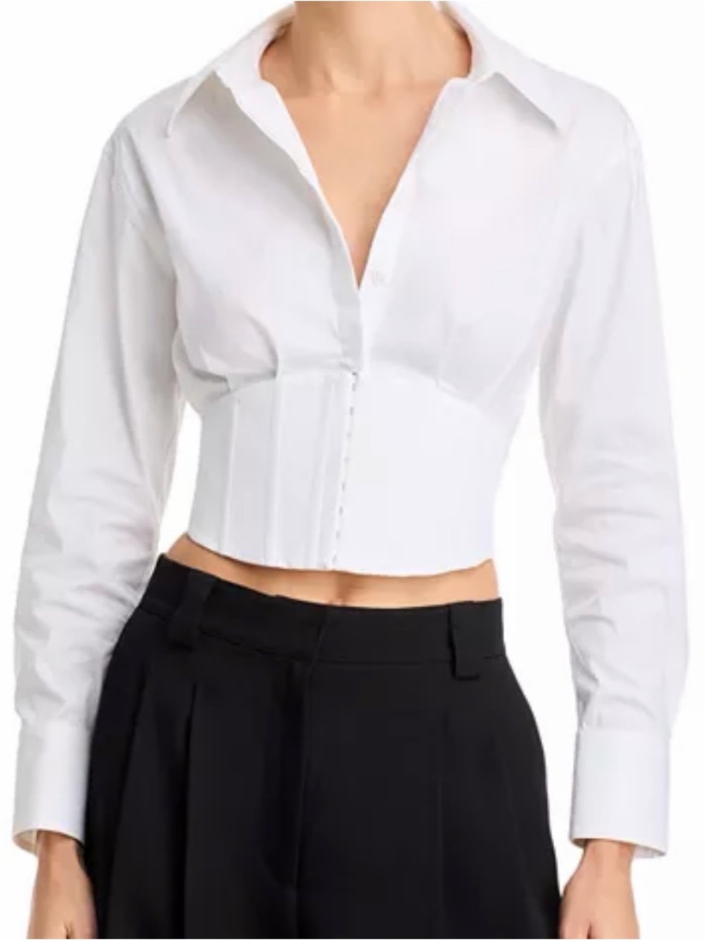 Alice + Olivia Edie Women’s Corset Button Down Blouse Off White Classics Size 10